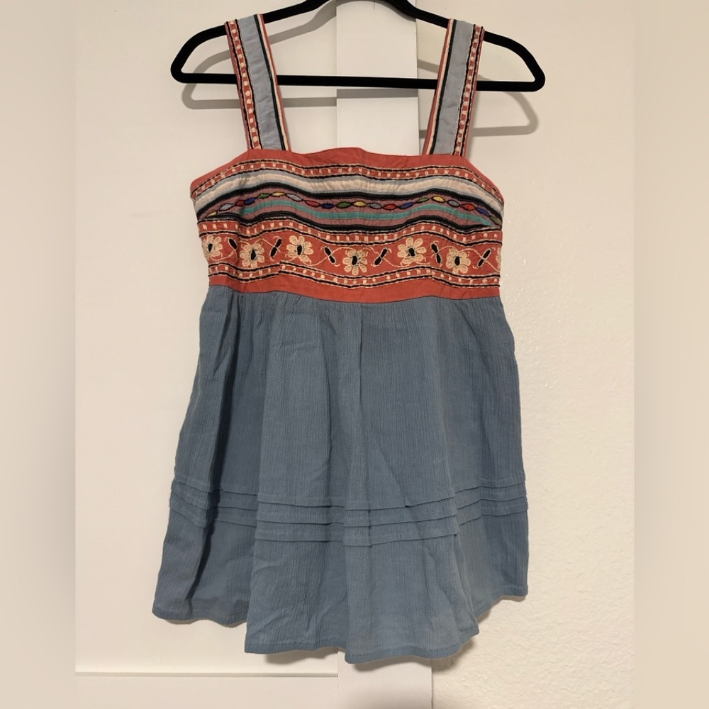 Double D Ranch Embroidered Babydoll Smocked Top Women’s XS